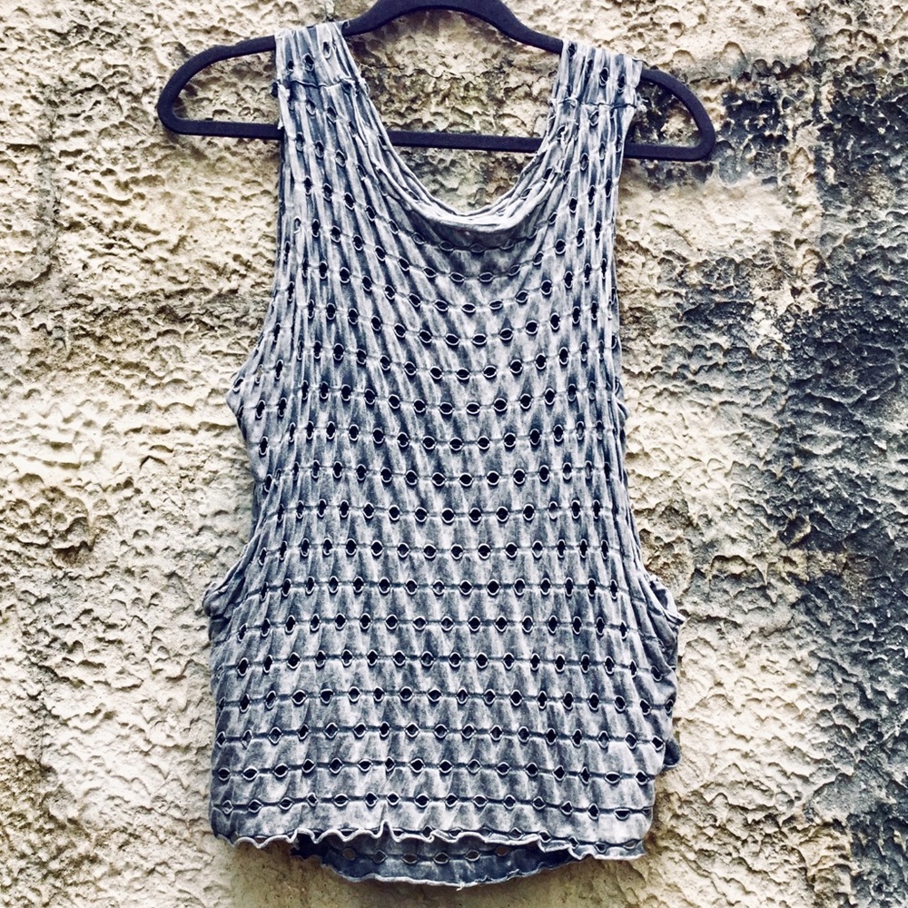 Tank Top Mona B Double Layer Gray Flowy - Picture 4 of 8